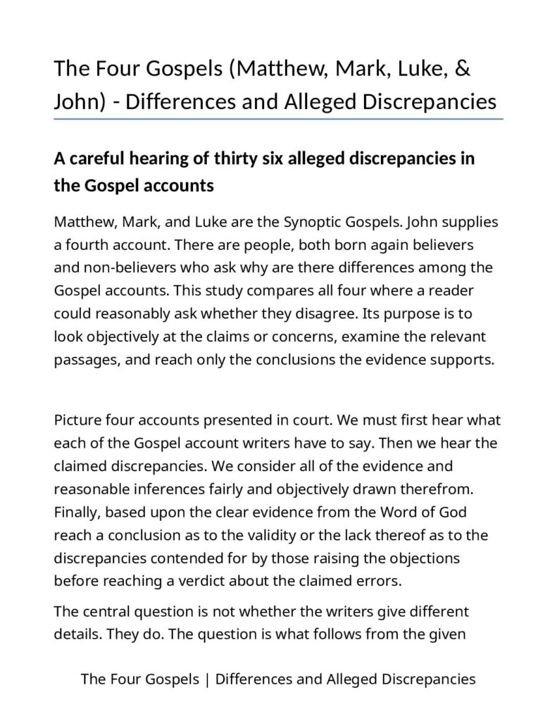 First-page preview of The Four Gospels study